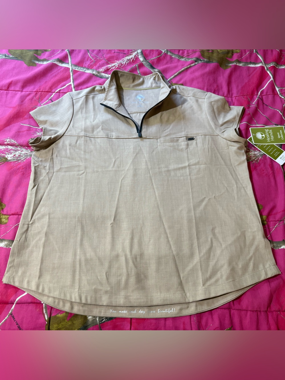 Healing Hands Bella Quarter Zip Top Scrub Top